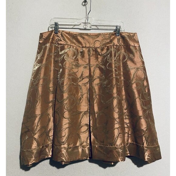 Eloquii by The Limited Skirt Womens 16 Copper Swirly Print Pleated Silky Flirty - Picture 1 of 7